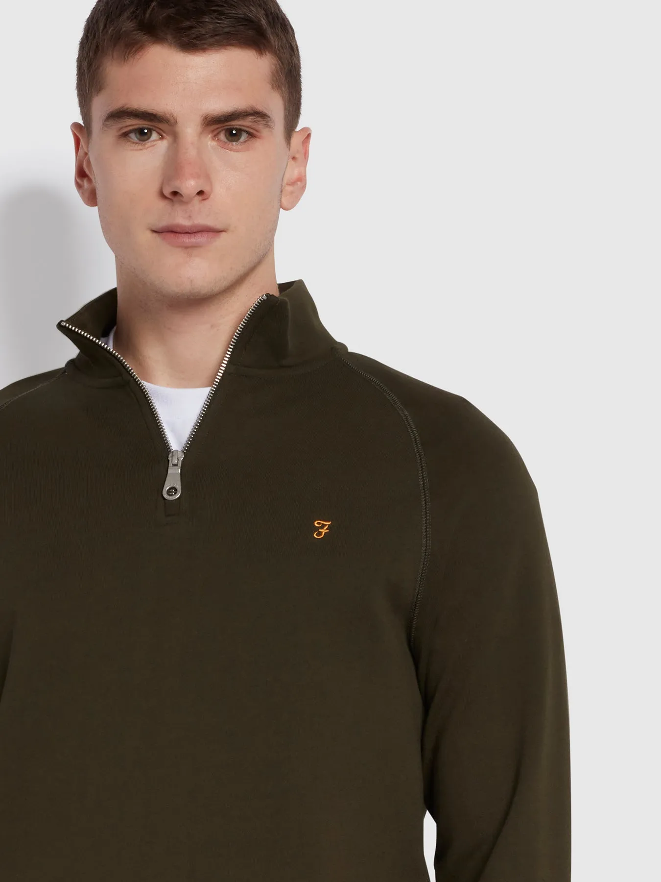 Jim Organic Cotton Quarter Zip Sweatshirt In Evergreen