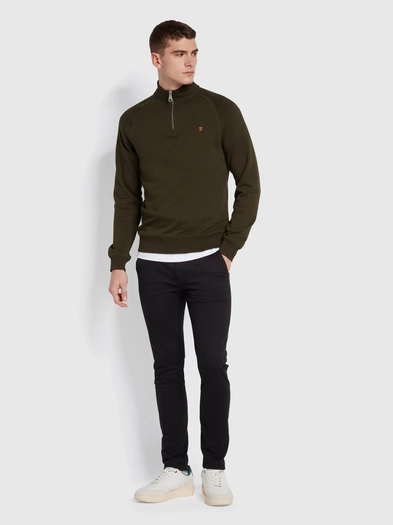 Jim Organic Cotton Quarter Zip Sweatshirt In Evergreen