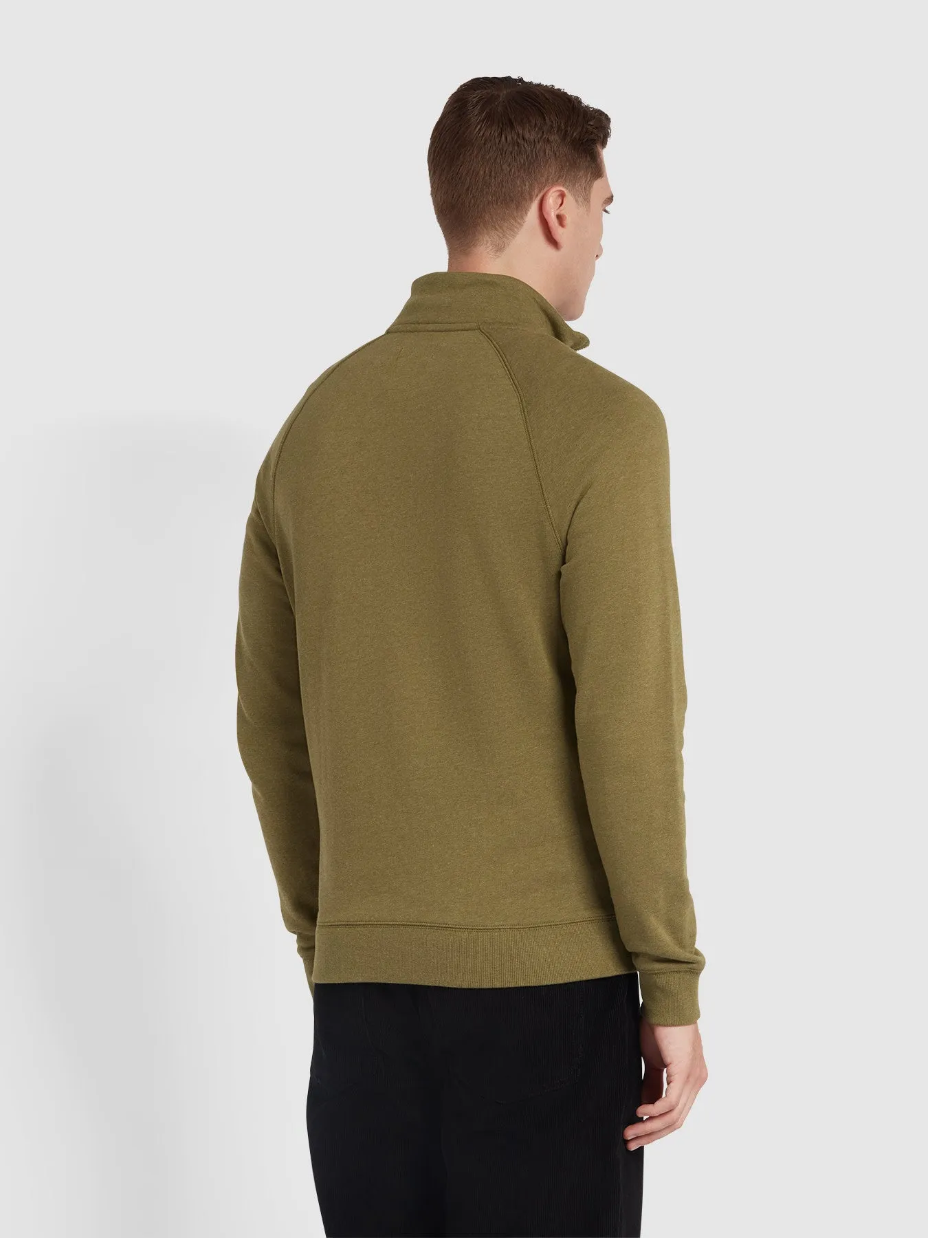 Jim Organic Cotton Quarter Zip Sweatshirt In Farah Khaki Marl