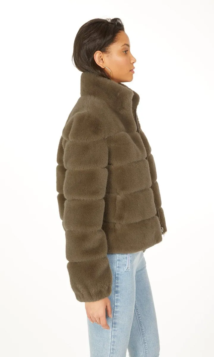 JODI FAUX FUR JACKET - ARMY