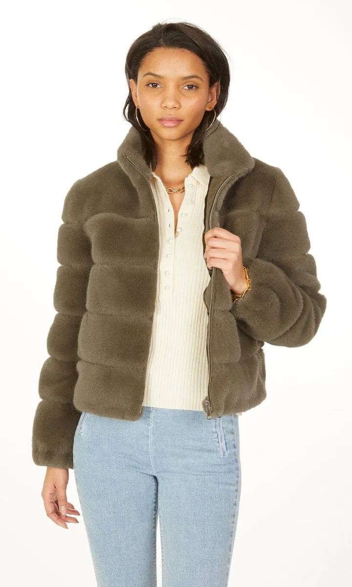 JODI FAUX FUR JACKET - ARMY