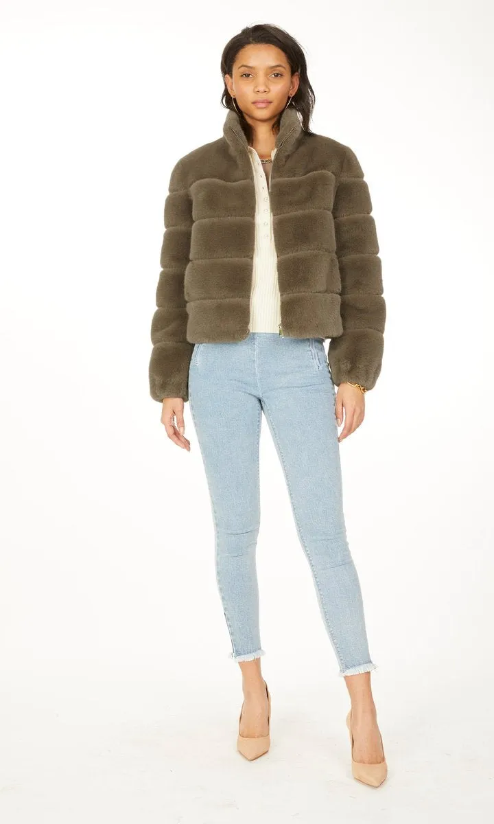 JODI FAUX FUR JACKET - ARMY