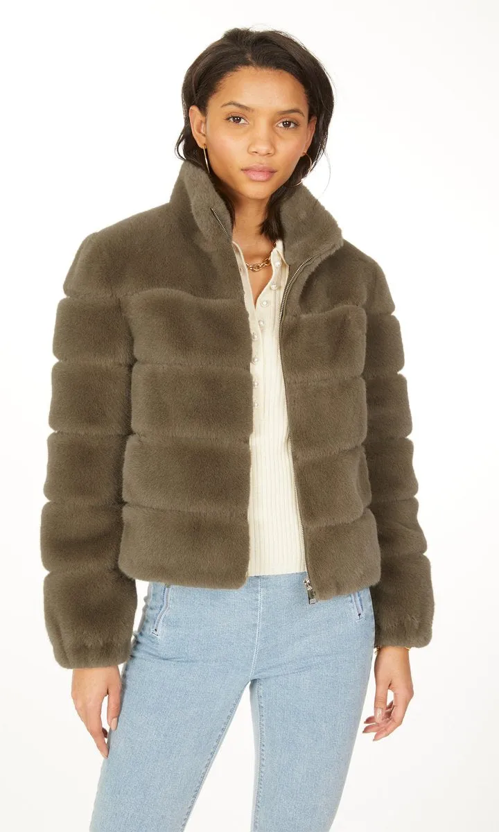 JODI FAUX FUR JACKET - ARMY