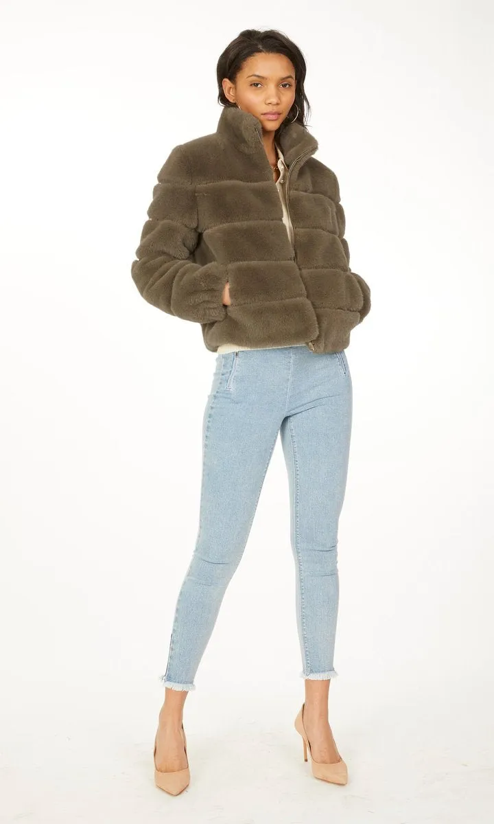 JODI FAUX FUR JACKET - ARMY