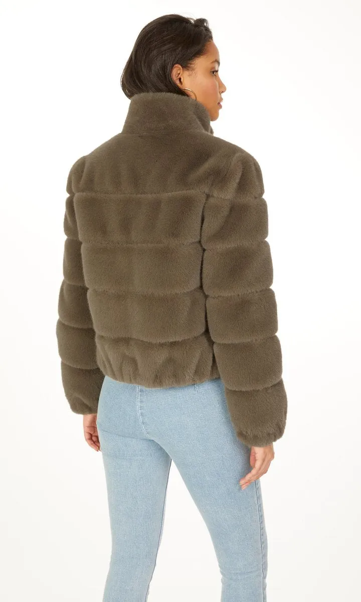 JODI FAUX FUR JACKET - ARMY