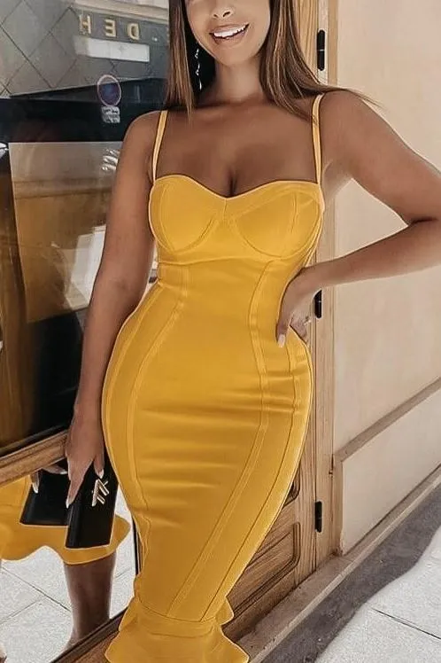 Joy Bandage Midi Dress - Sun Yellow