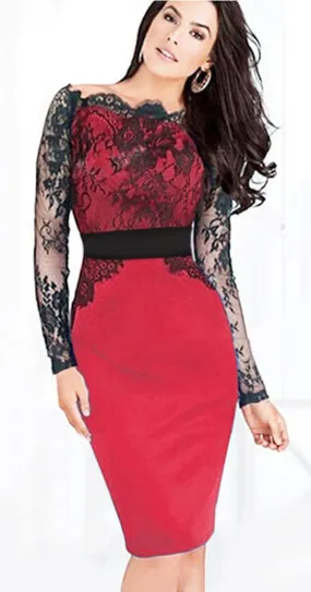 Ketty More Women's Lace Design Neck Full Sleeves Dress-KMWD071