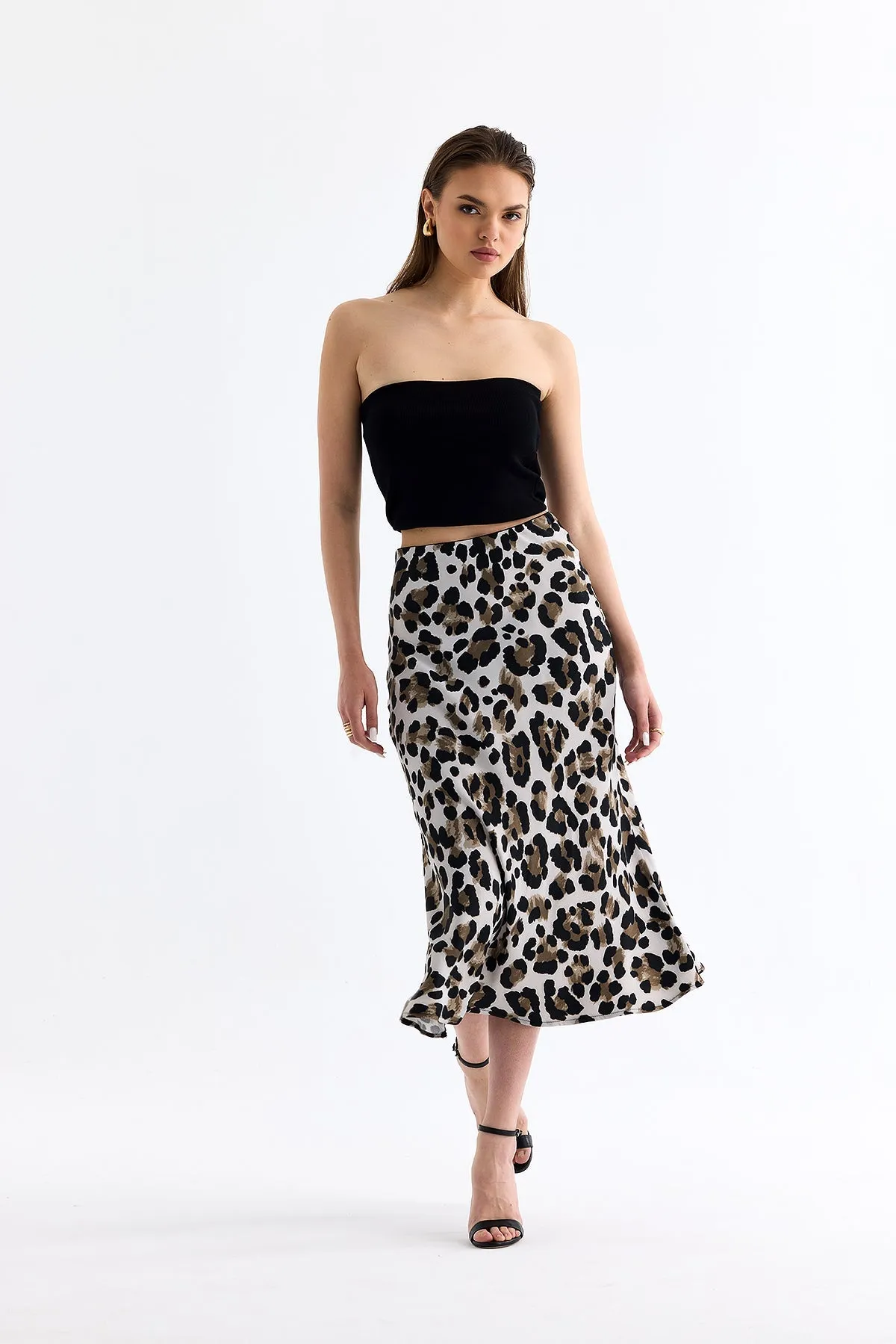 Leopard Patterned Skirt Gray