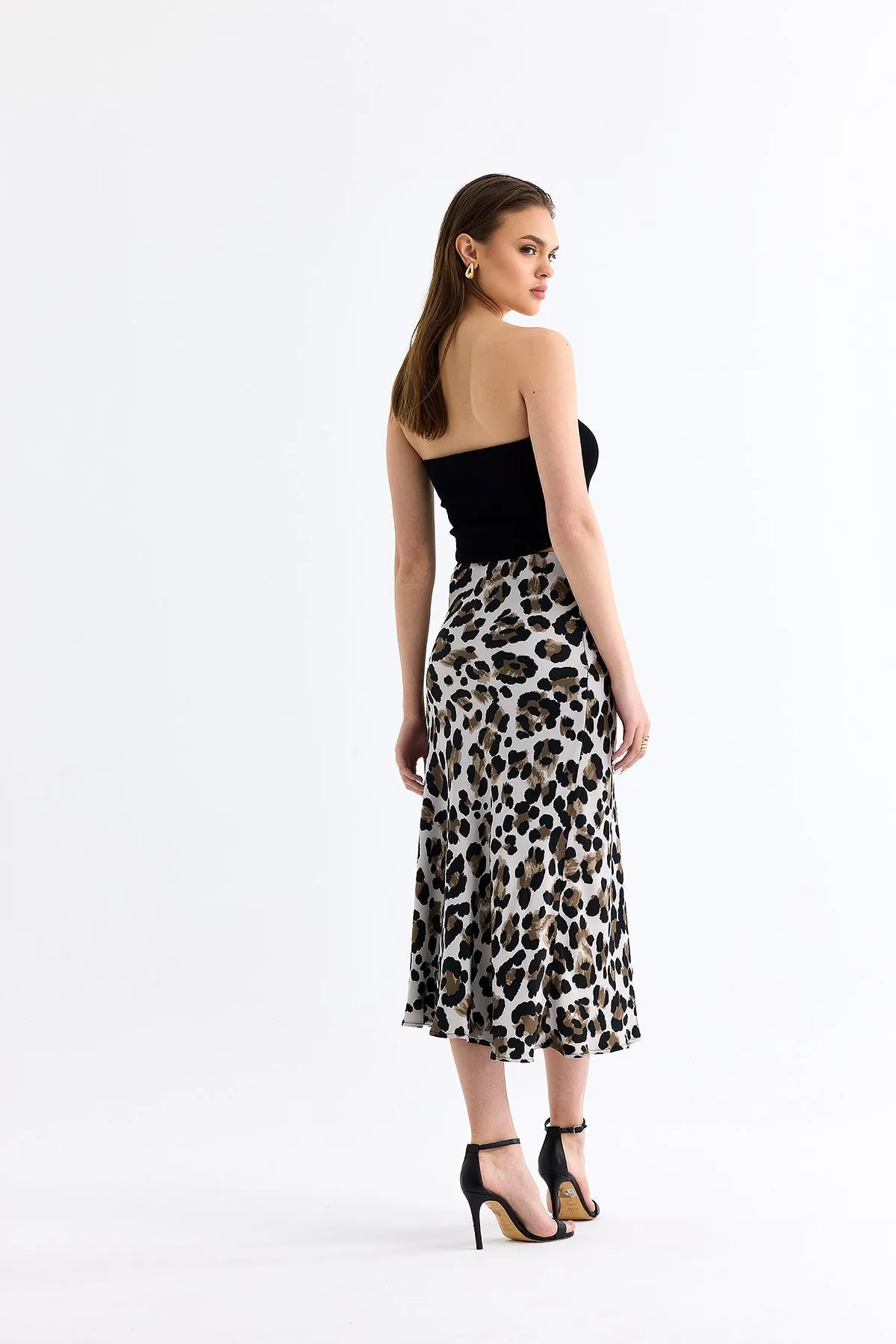 Leopard Patterned Skirt Gray