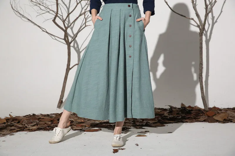 Linen skirt maxi skirt women skirt (1161)