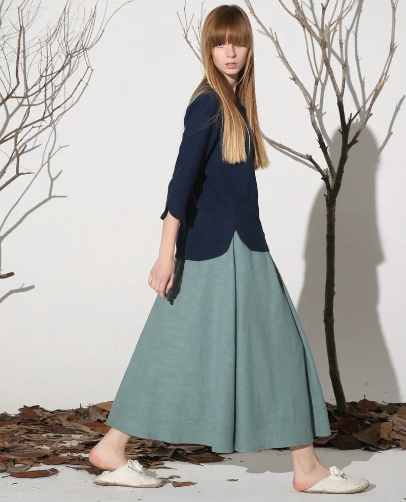 Linen skirt maxi skirt women skirt (1161)