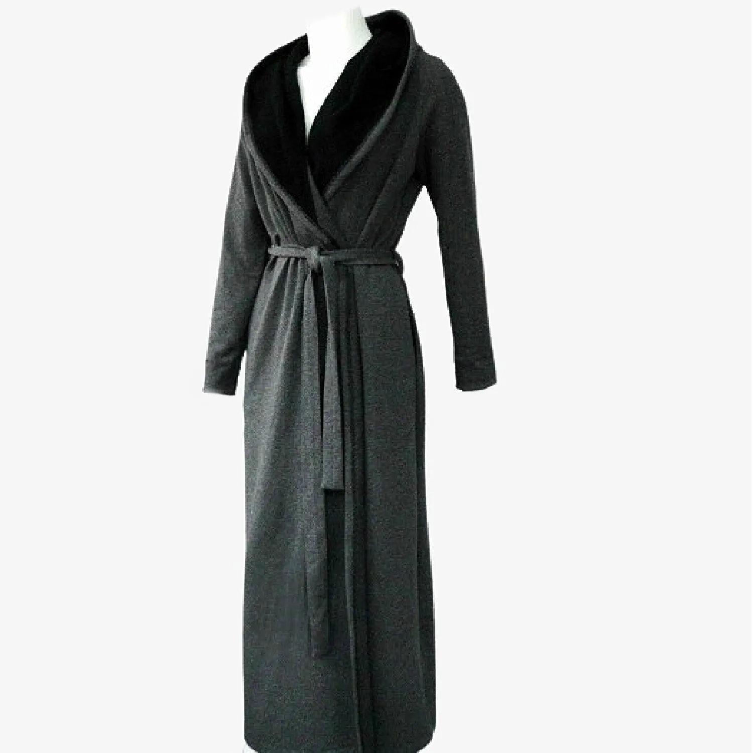 Long grey robe in organic cotton | Made to order loungewear