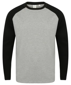 Long sleeve baseball t-shirt | Heather Grey/Black