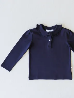 LS Ruffled Polo Shirt - Night Sky