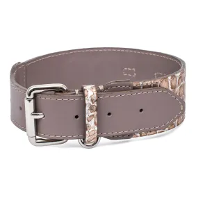 Luxury Pet Fashion Silver and Gold Embossed Croc Italian Leather Collar with Silver Buckle