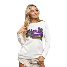 Mardi Sequin Applique Off White Pullover (Each)