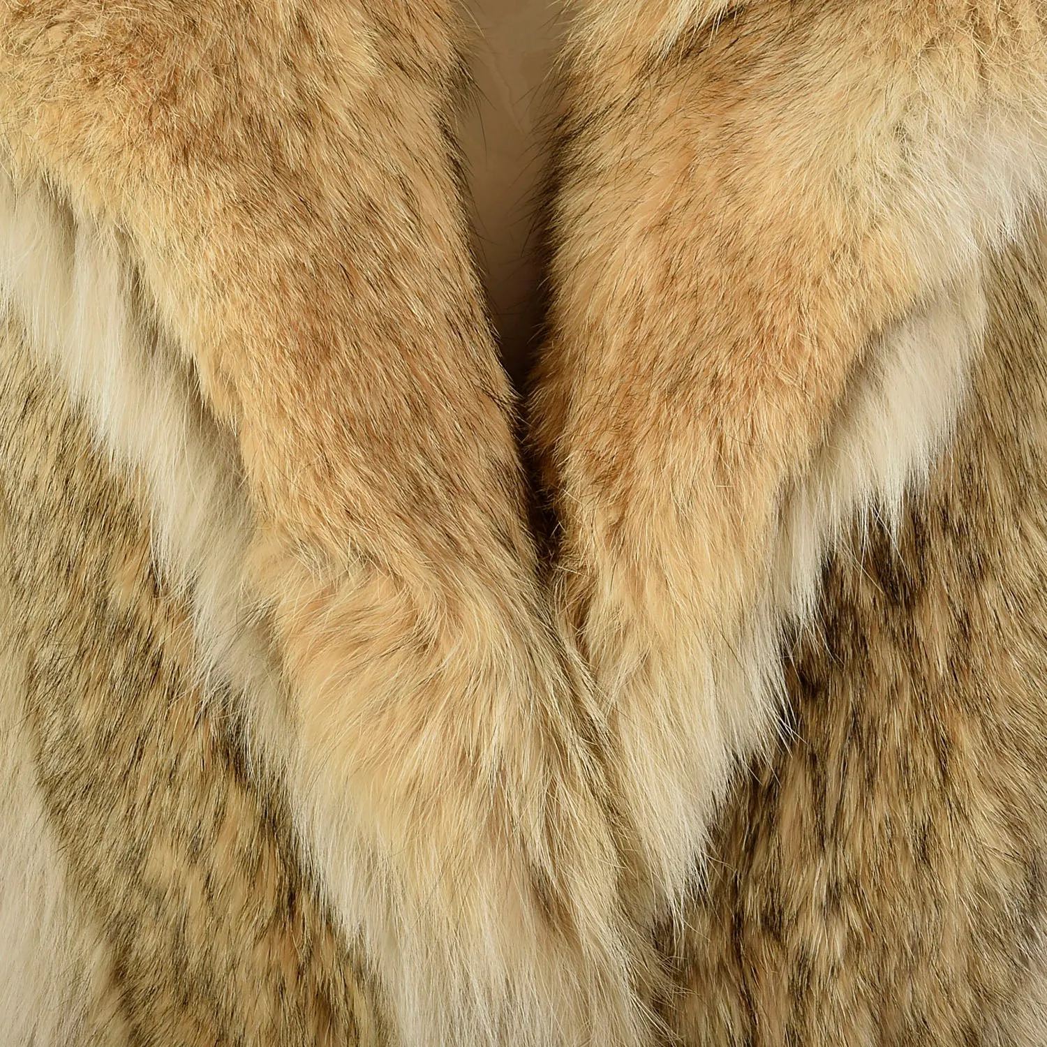 Medium 1980s Coat Real Coyote Fur Tan Hooded Winter Jacket