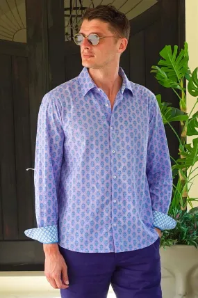 Men's Printed Cotton Shirt | Azalea Purple