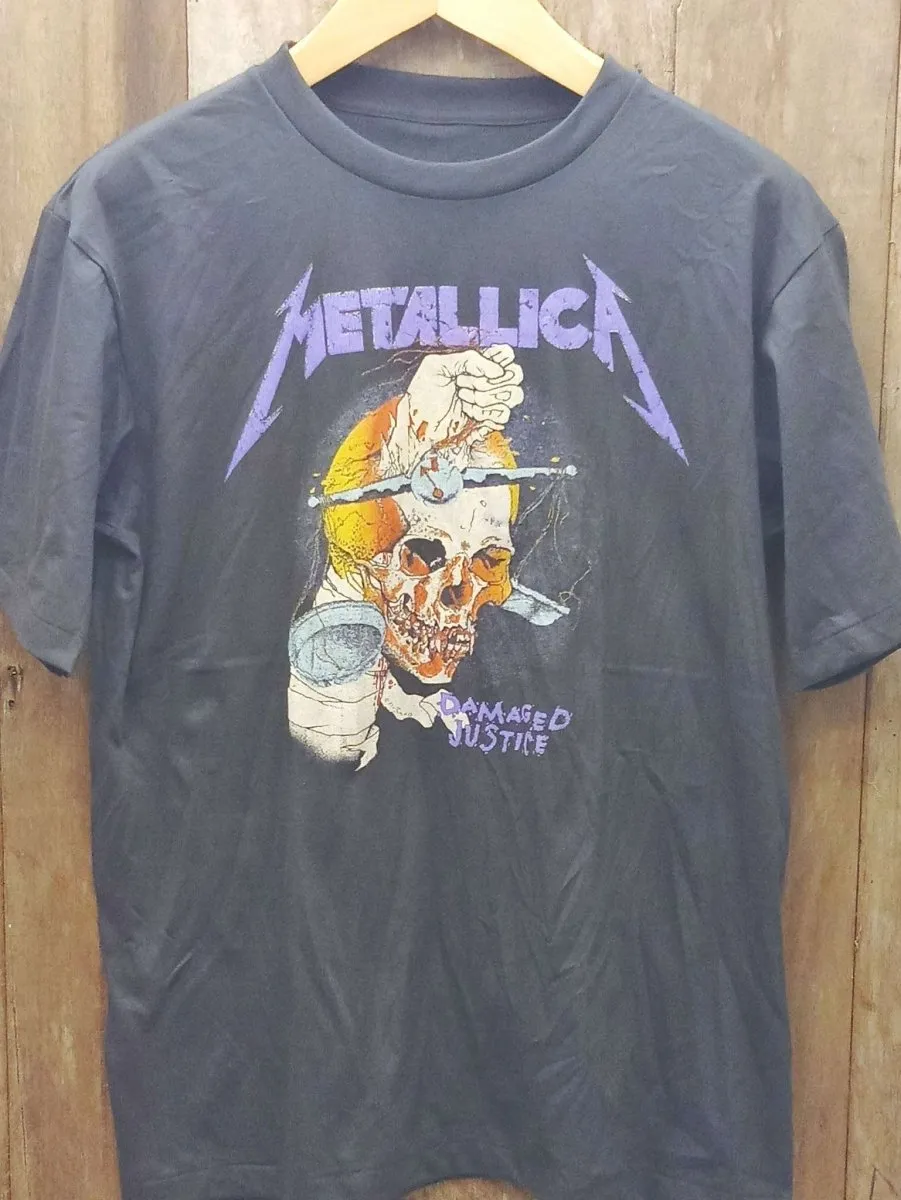 Metallica 'Damaged Justice' Hammer and Band Images Cotton T-Shirt