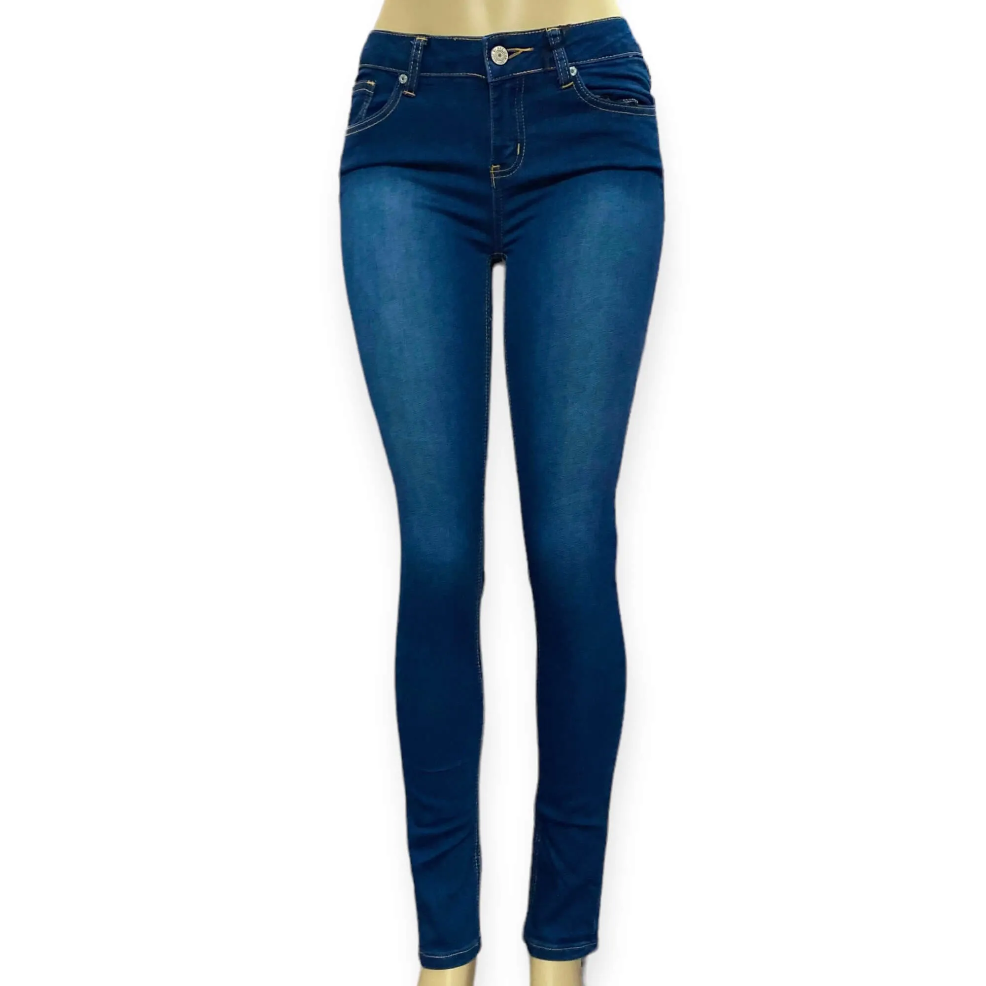 Mid Rise Dark Denim Skinny Jeans