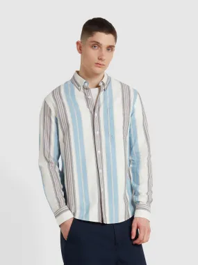 Millard Long Sleeve Button Down Stripe Shirt In Ecru