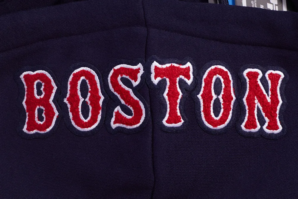 MLB BOSTON RED SOX MASHUP WOMEN'S RIB CROPPED PO HOODIE (MIDNIGHT NAVY/RED/MIDNIGHT NAVY)