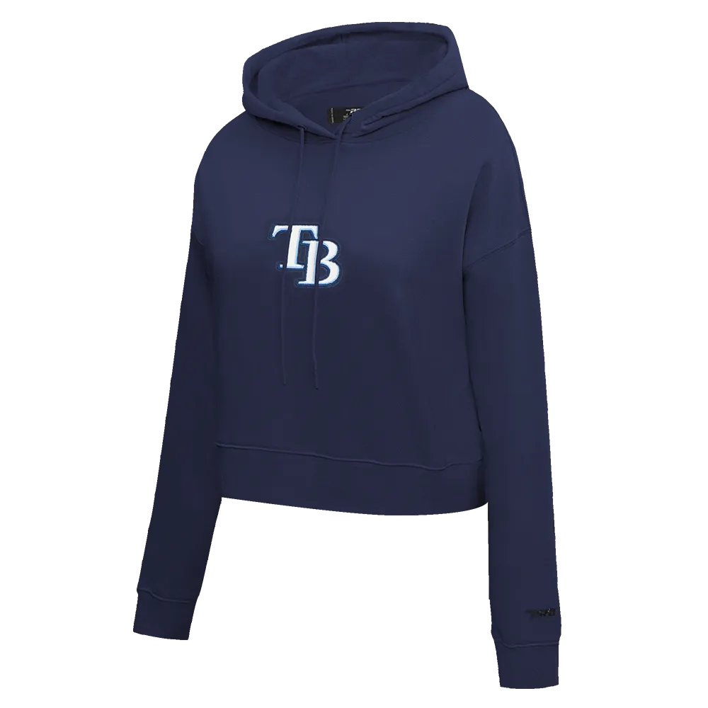 MLB TAMPA BAY RAYS CLASSIC WOMEN'S FLC CROPPED PO HOODIE (MIDNIGHT NAVY)