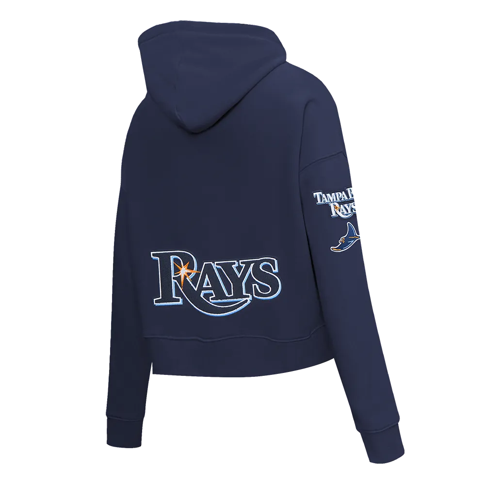 MLB TAMPA BAY RAYS CLASSIC WOMEN'S FLC CROPPED PO HOODIE (MIDNIGHT NAVY)