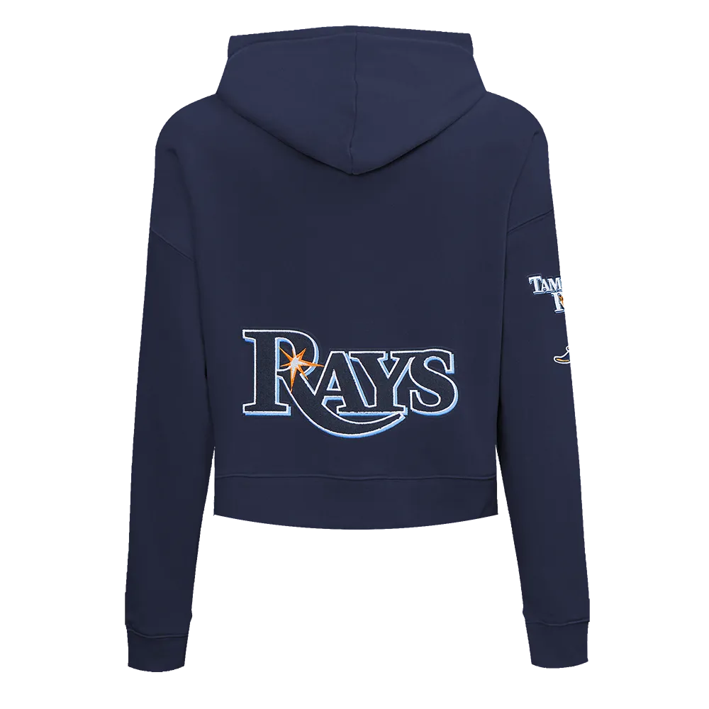 MLB TAMPA BAY RAYS CLASSIC WOMEN'S FLC CROPPED PO HOODIE (MIDNIGHT NAVY)