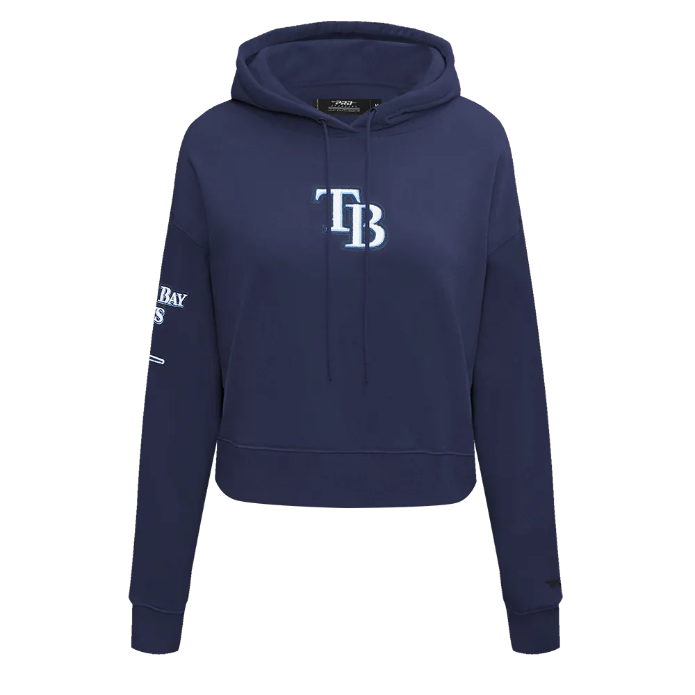 MLB TAMPA BAY RAYS CLASSIC WOMEN'S FLC CROPPED PO HOODIE (MIDNIGHT NAVY)