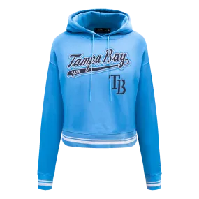 MLB TAMPA BAY RAYS SCRIPT TAIL WOMEN'S RIB FLC CROPPED PO HOODIE (UNIVERSITY BLUE)