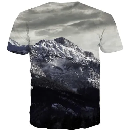 Mountain T-shirt Men Gray T-shirts 3d Harajuku Tshirts Casual Gothic Tshirt Printed Short Sleeve Punk Rock Men Tee O-neck O-Neck