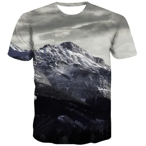 Mountain T-shirt Men Gray T-shirts 3d Harajuku Tshirts Casual Gothic Tshirt Printed Short Sleeve Punk Rock Men Tee O-neck O-Neck