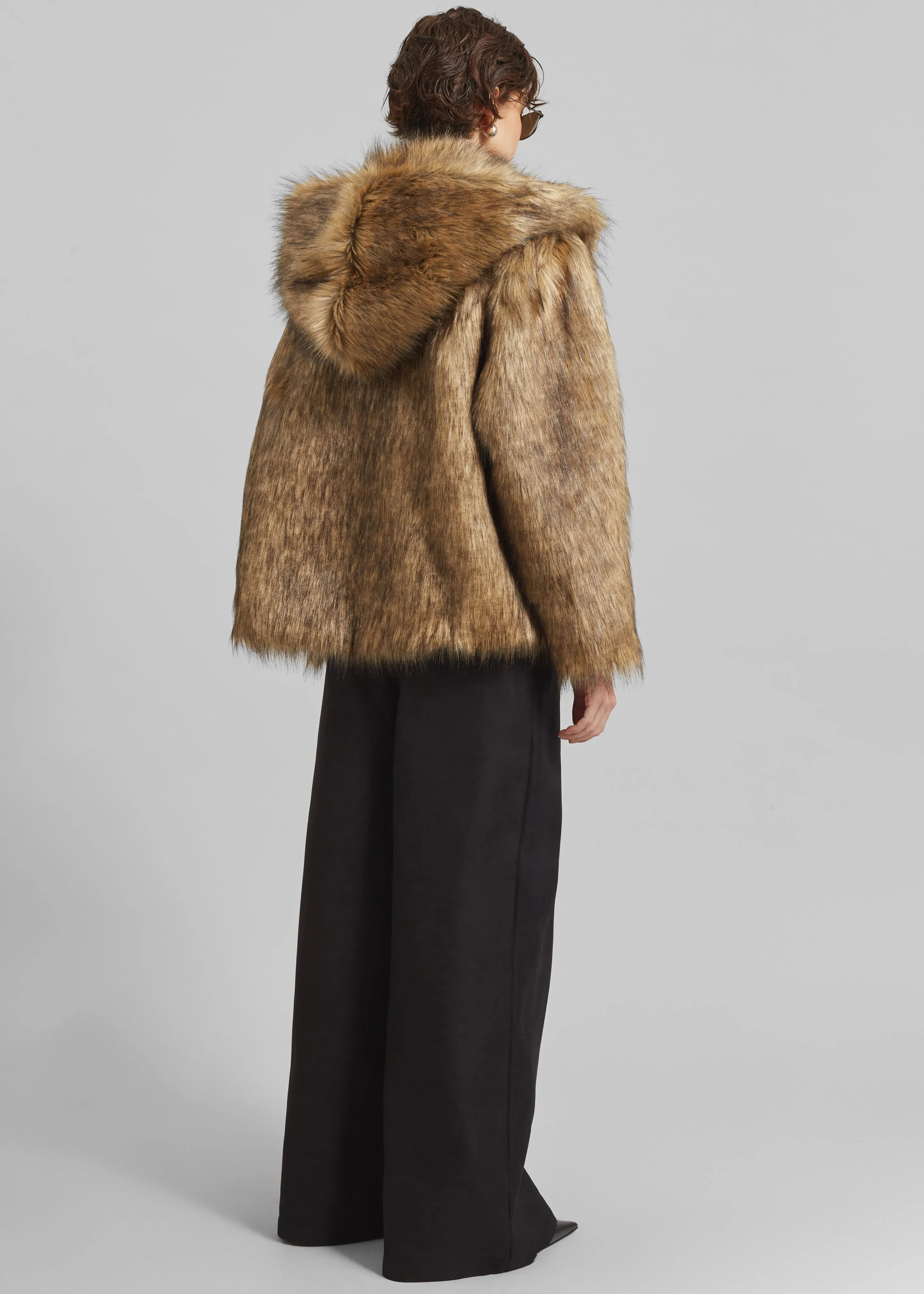 Nivala Faux Fur Hooded Jacket - Camel