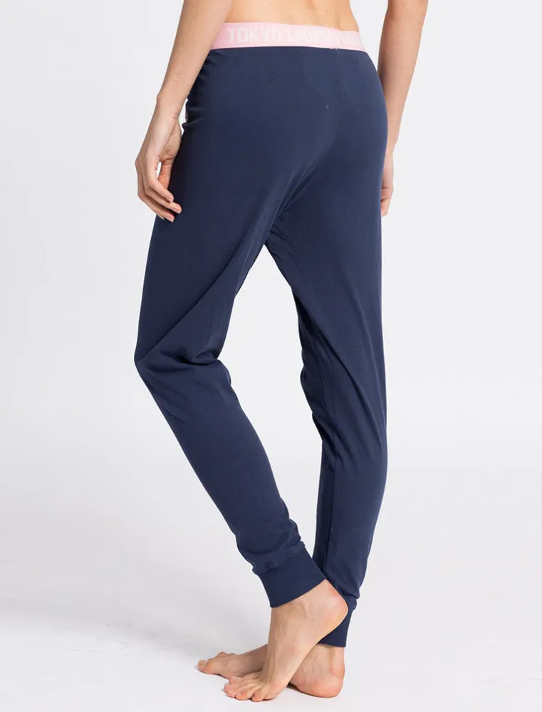 Olivia Cotton Lounge Pants in Eclipse Blue - Tokyo Laundry