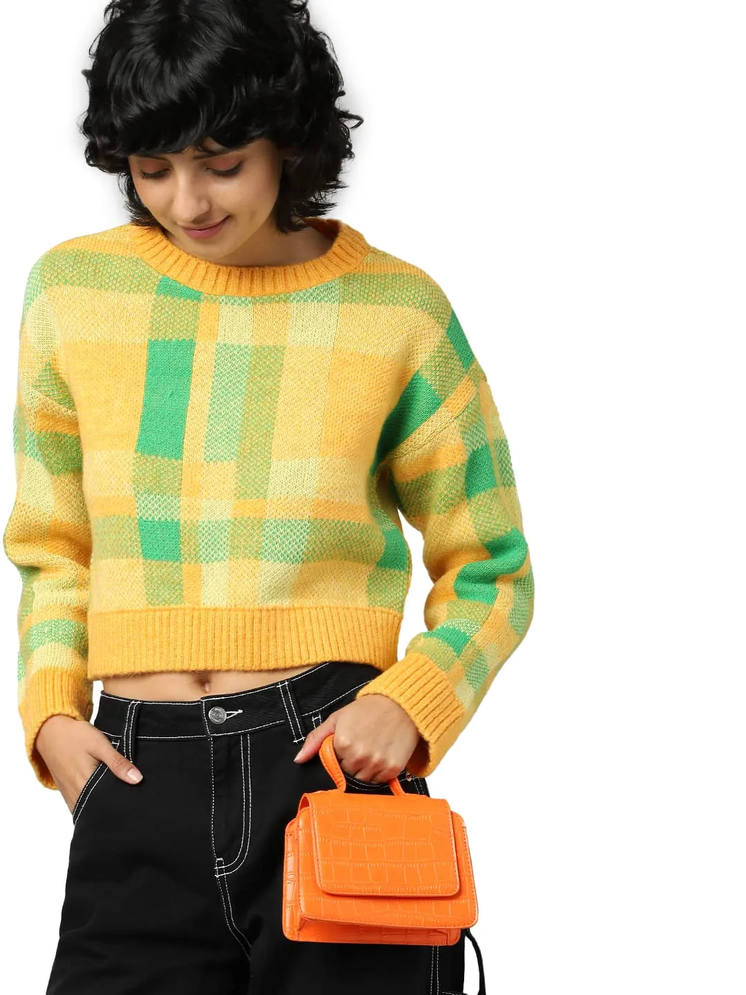 Only Women's Acrylic Blend Pullover Sweater (Persimmon Orange)