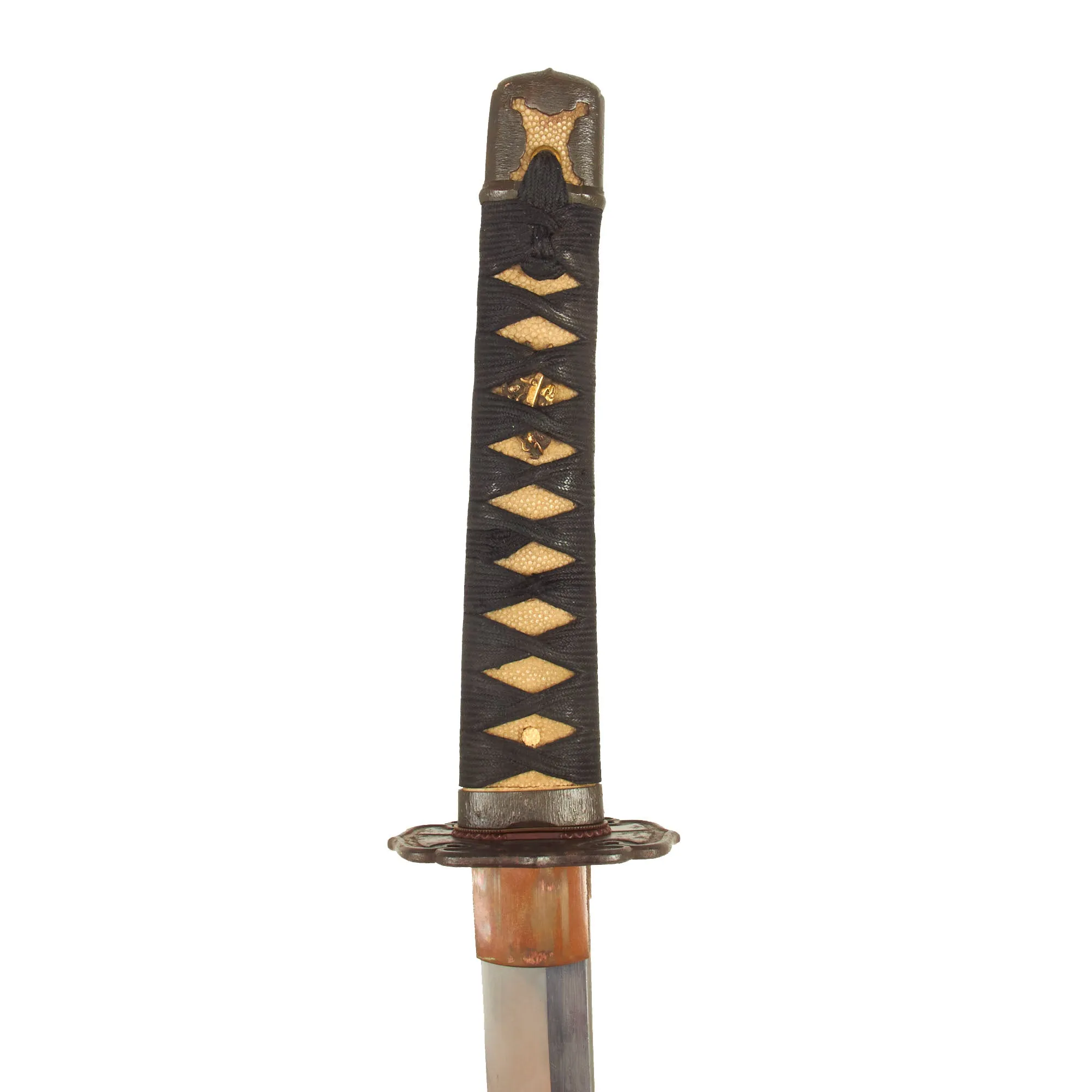 Original Edo Period Japanese Handmade Wakizashi Short Sword in Handachi Mountings with Lacquered Scabbard