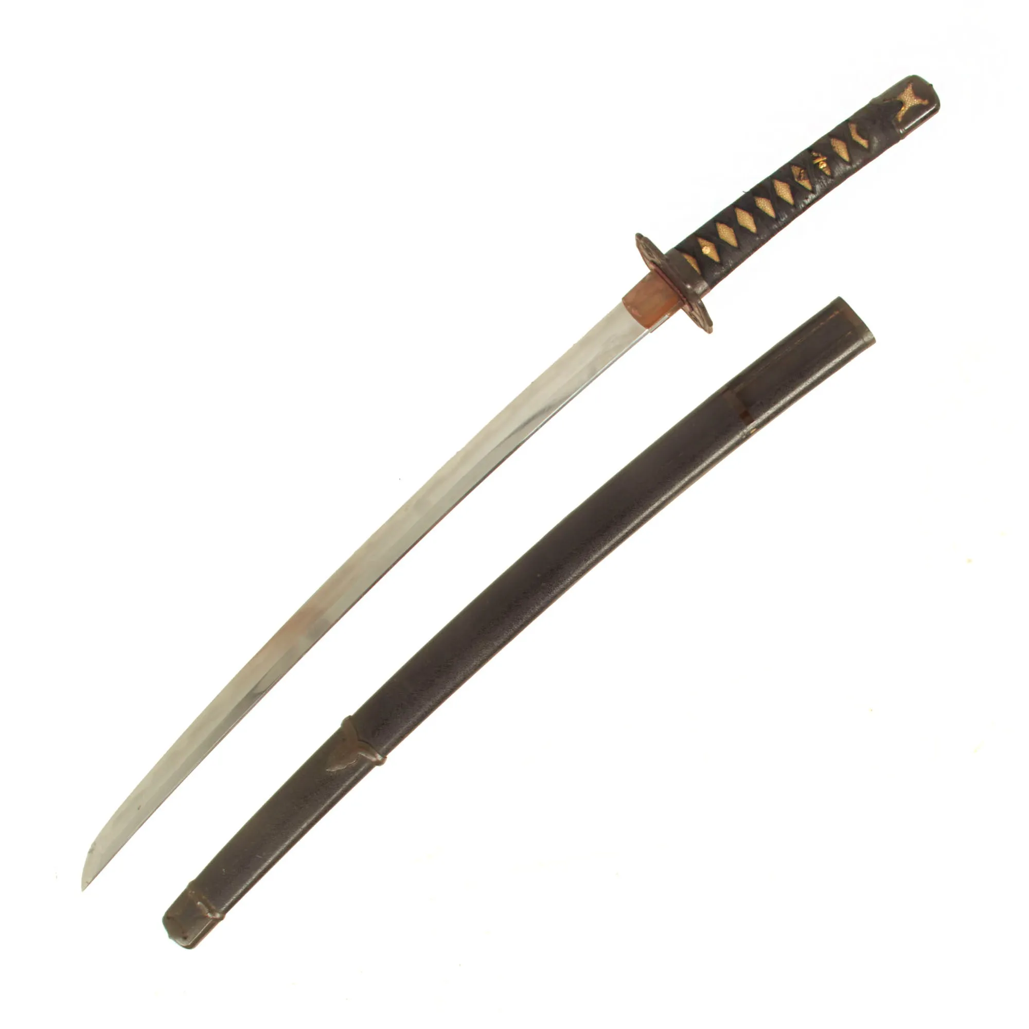 Original Edo Period Japanese Handmade Wakizashi Short Sword in Handachi Mountings with Lacquered Scabbard