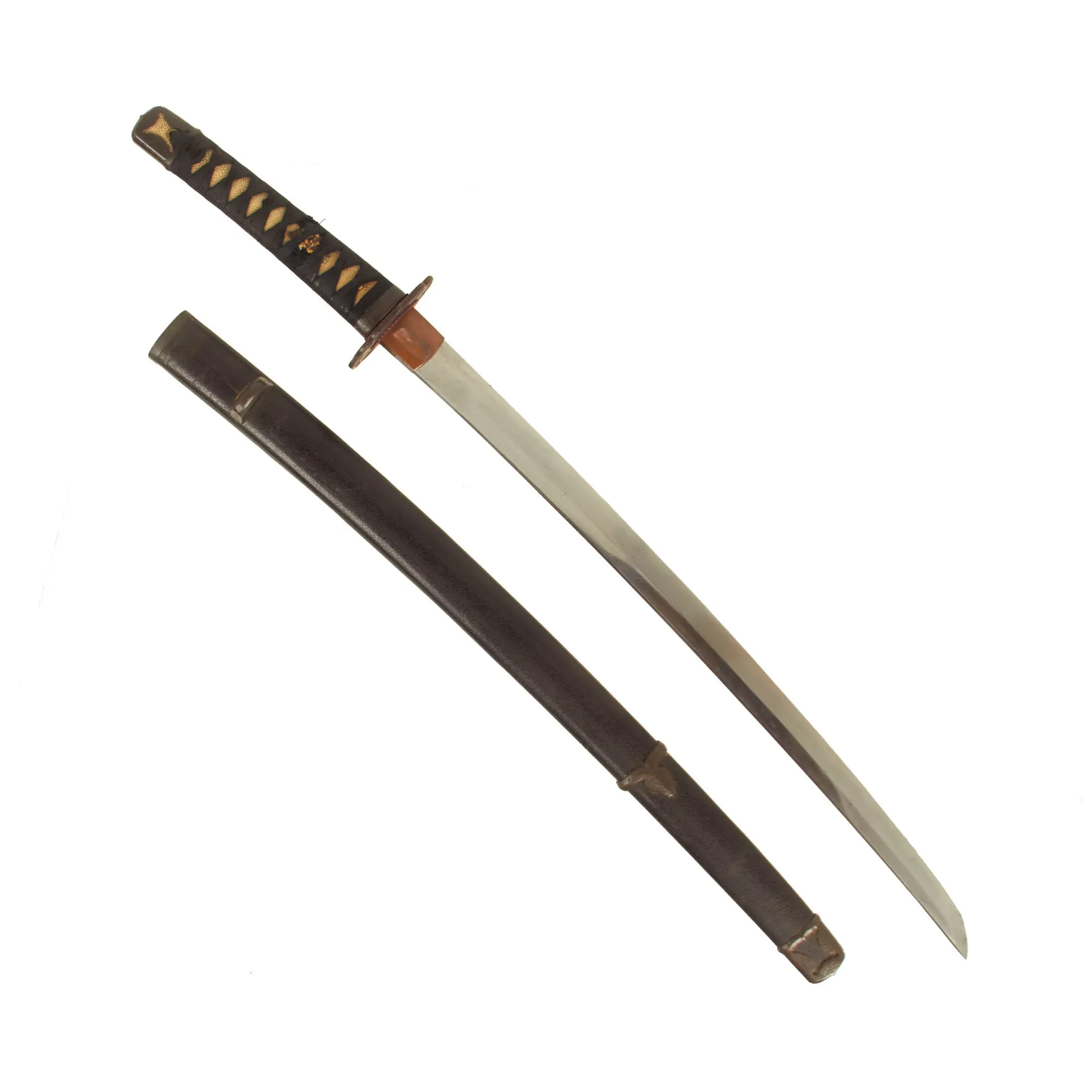 Original Edo Period Japanese Handmade Wakizashi Short Sword in Handachi Mountings with Lacquered Scabbard