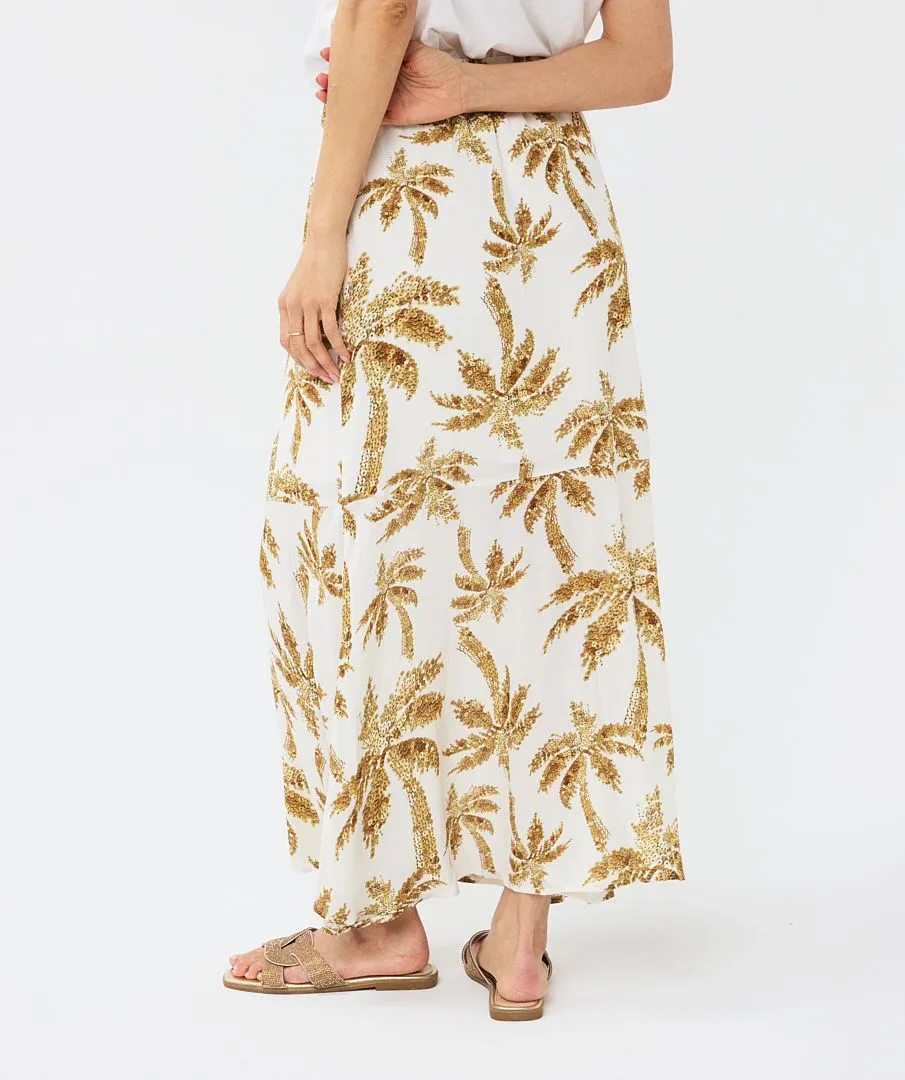 Palm Print Maxi Skirt