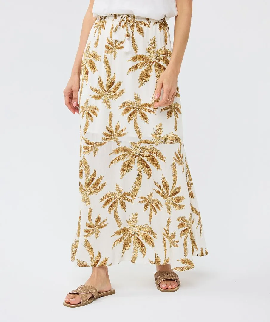 Palm Print Maxi Skirt