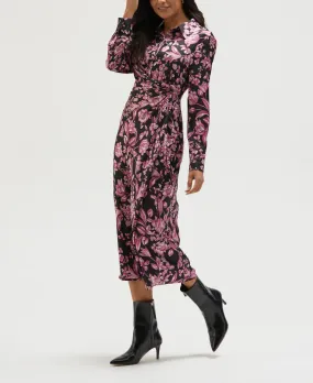 Petite Floral Print Gathered Popover Midi Dress