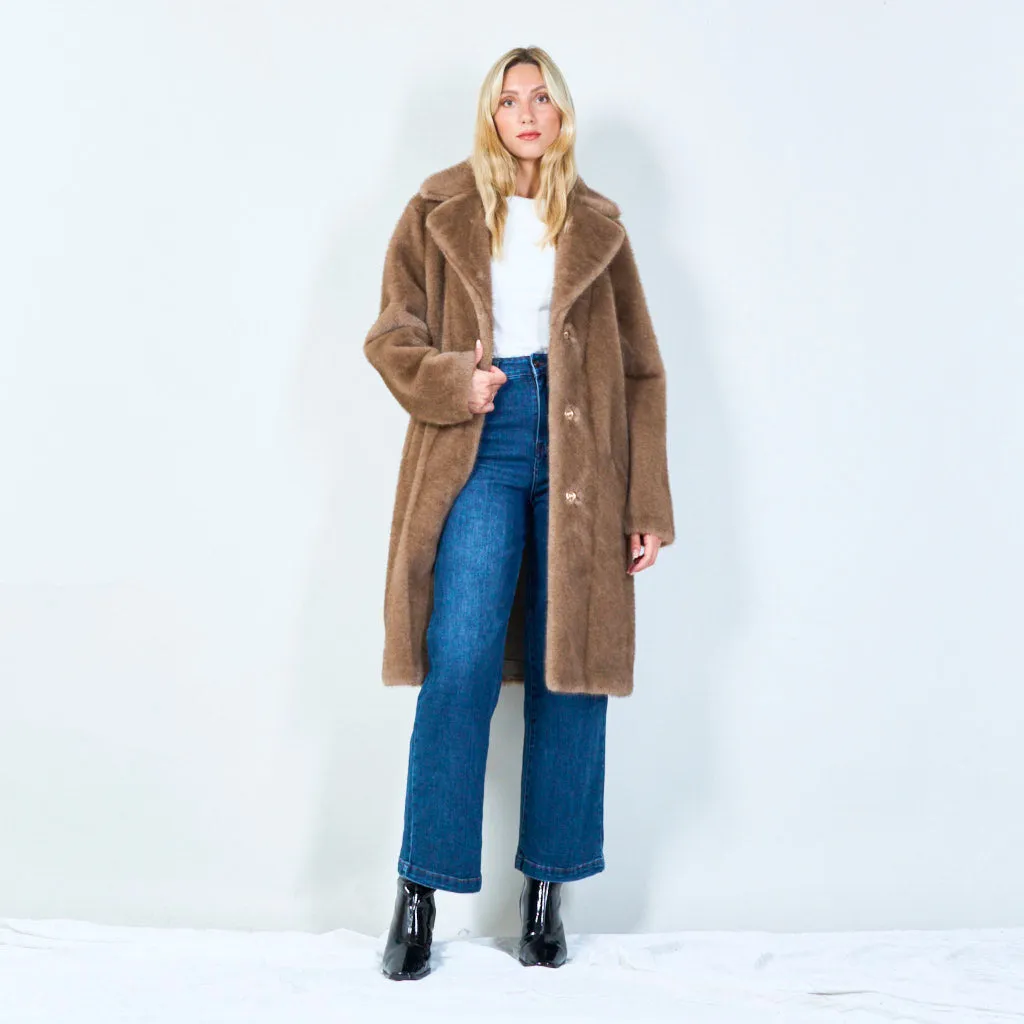 Plush faux fur long coat wholesale