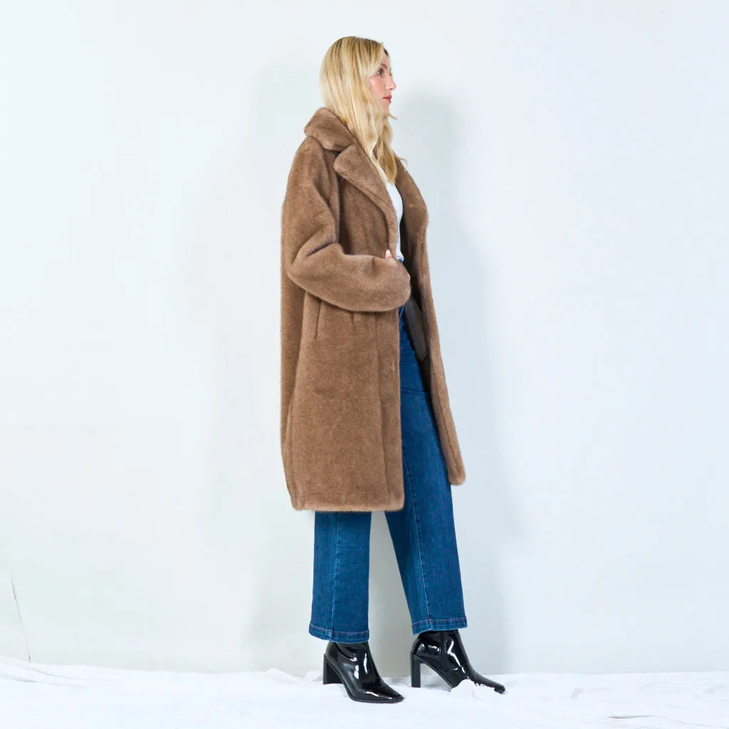 Plush faux fur long coat wholesale