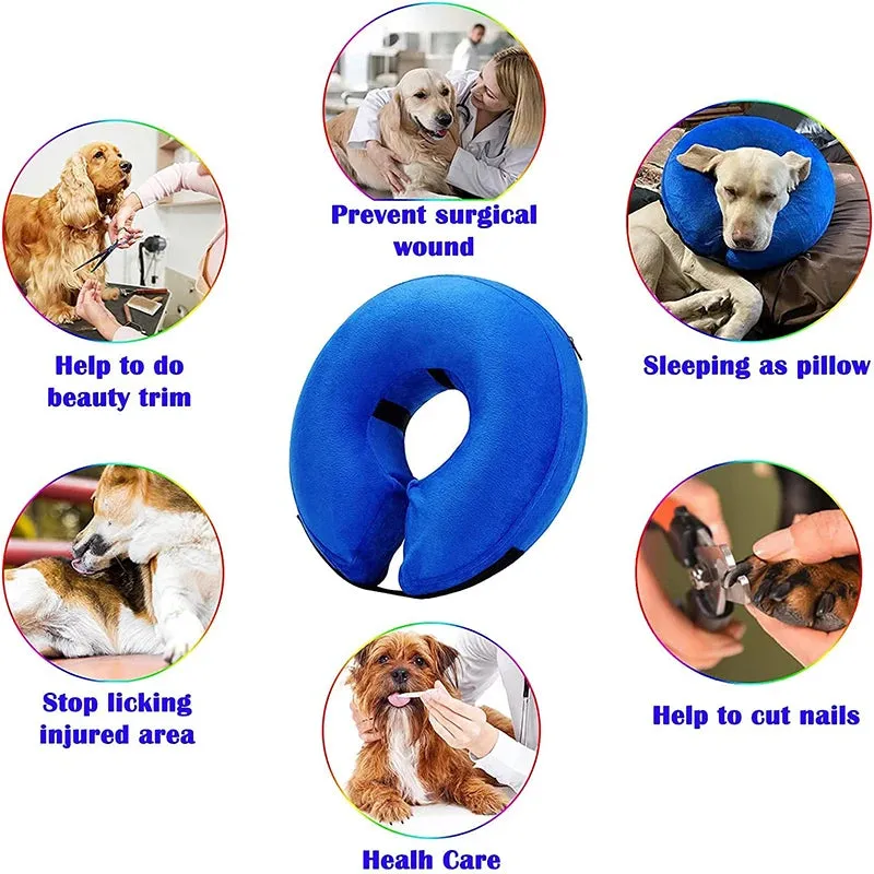 Protective Inflatable Dog Cat Collar Soft Pet Recovery Collar Elizabethan Collar For Small Large Dogs Not Block Vision E-Collar