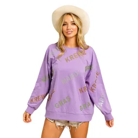 Purple Rhinestone Mardi Gras Krewe Pullover (Each)