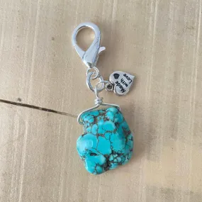 Raw Blue Magnesite Pet Collar Charm