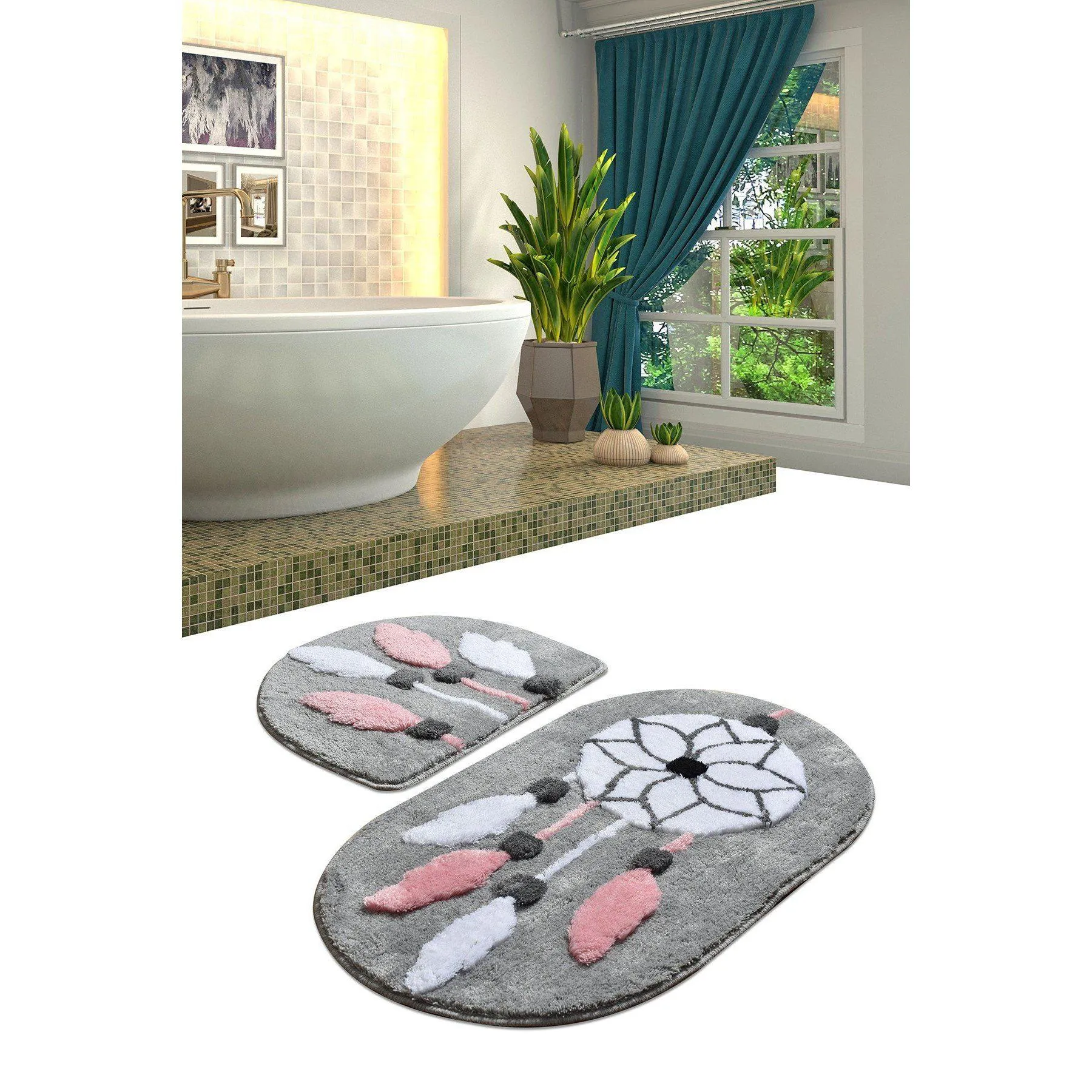 Rina Grey 2  Bath Mat