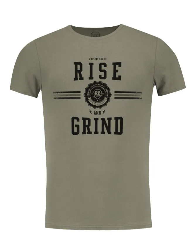 Rise and Grind Men't T-shirt Muscle Fit Stretch Cotton Tee / Color Option / MD908