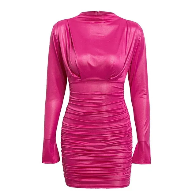 Roxanne Ruched Bodycon Satin Dress - Culture Heaven Special